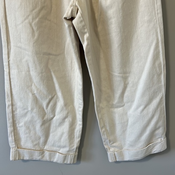 Anthropologie Eva Franco Wide Leg Crop Chino Pants Cream High Rose Sz 4 NEW - Picture 6 of 14